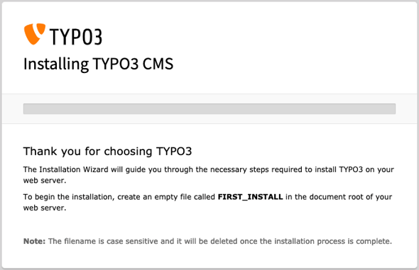 TYPO3 first install